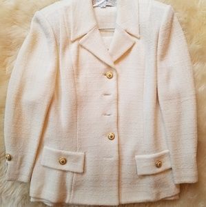 St john my marie gray cream suit